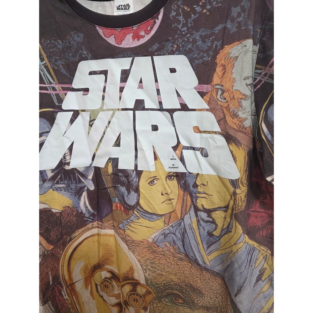 Star Wars All Over Print Shirt Mens Large Vintage Poster Graphic Tee NEW - Picture 2 of 5